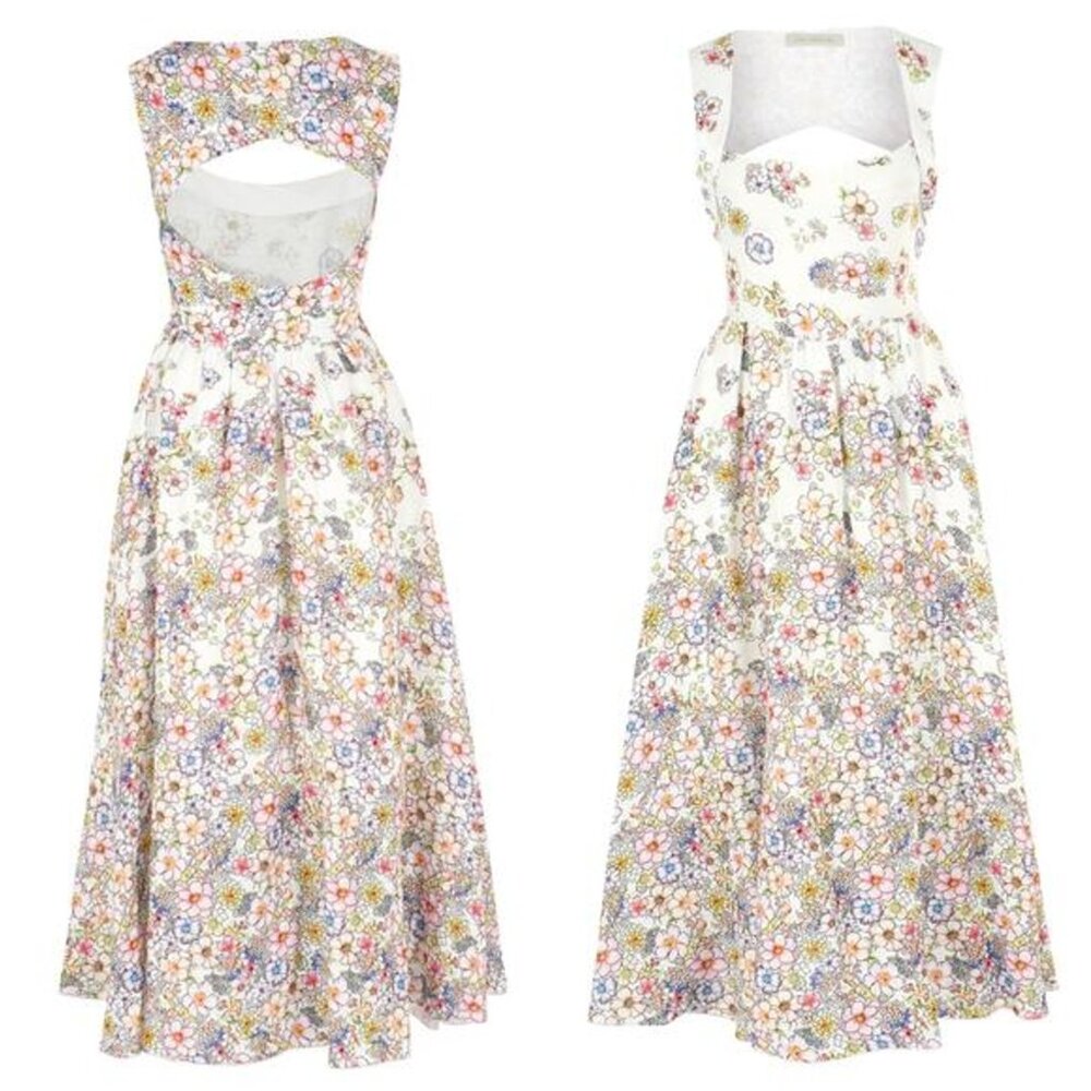 Gül Hürgel Pesco Floral Linen Midi Dress NWT Size XS